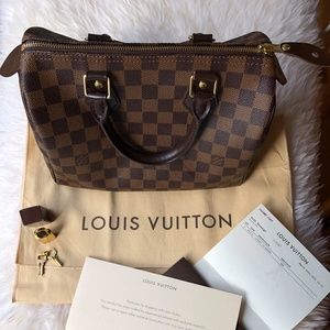 Authentic Louis Vuitton Damier Ebene Speedy 25